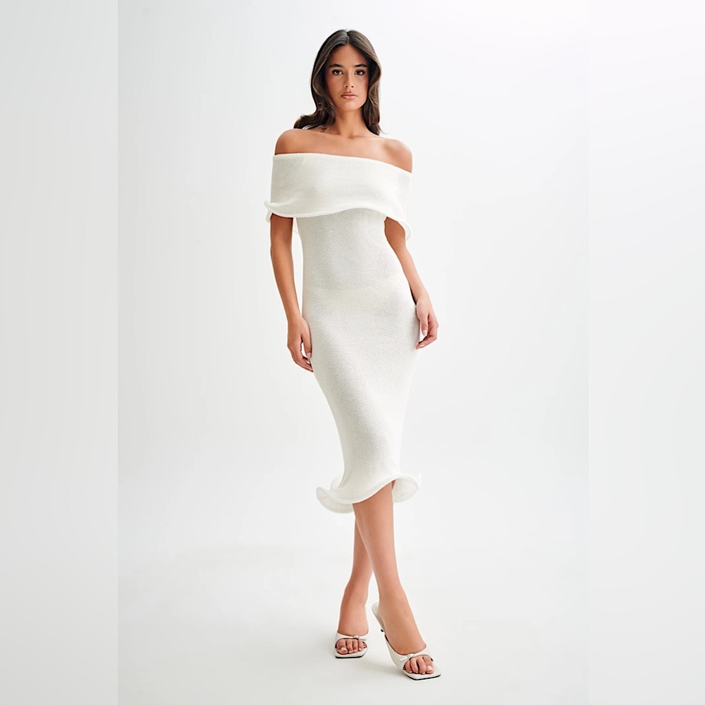 Molly Off Shoulder Knit Midi Dress